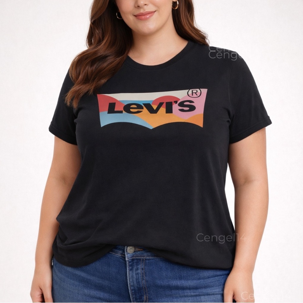 Levi’s Perfect Tee Black Batwing Logo Shirt 1X NWT